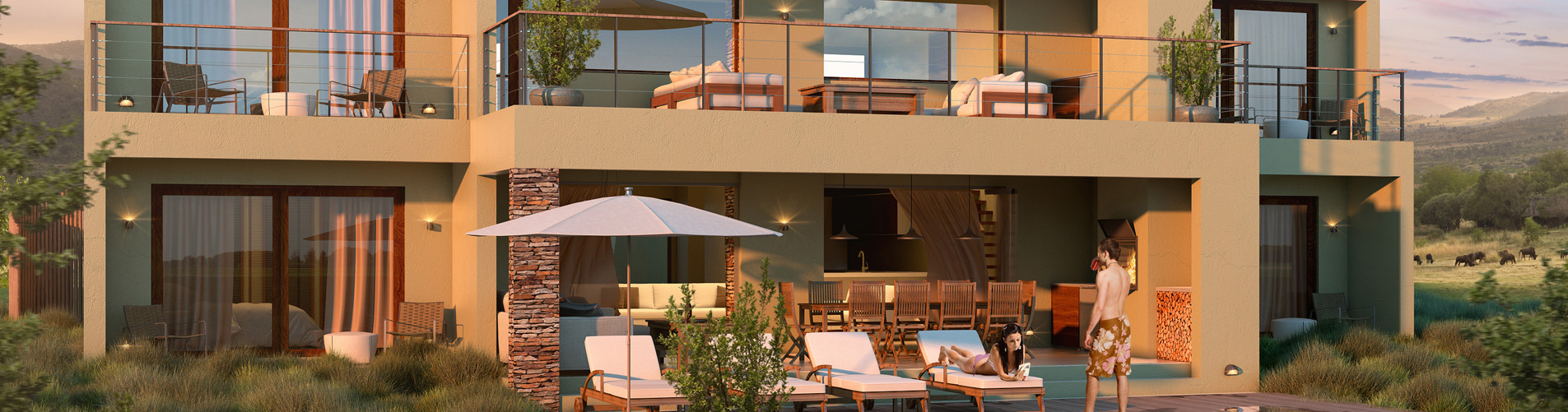 3D Architectural Render of Luxury Lodge