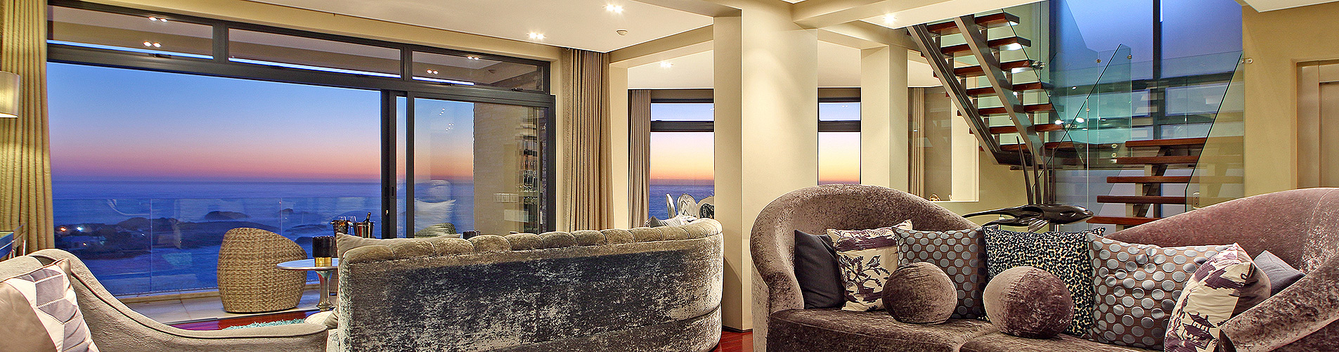 Interior Dusk Photography in Cape Town with Ocean Views